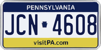 PA license plate JCN4608