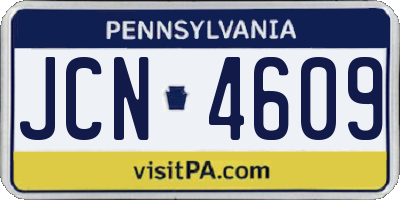 PA license plate JCN4609