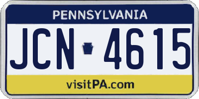 PA license plate JCN4615