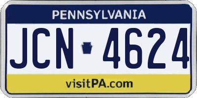 PA license plate JCN4624