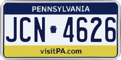 PA license plate JCN4626