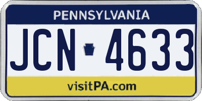 PA license plate JCN4633