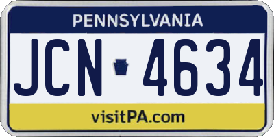 PA license plate JCN4634