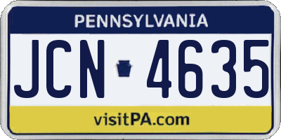PA license plate JCN4635