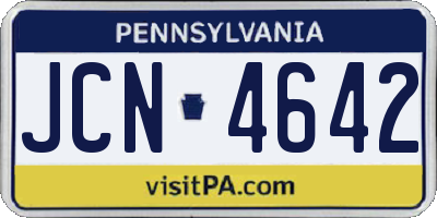 PA license plate JCN4642