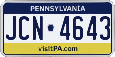 PA license plate JCN4643
