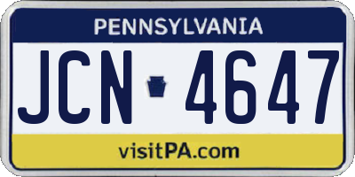 PA license plate JCN4647
