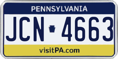 PA license plate JCN4663