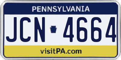 PA license plate JCN4664