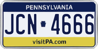 PA license plate JCN4666