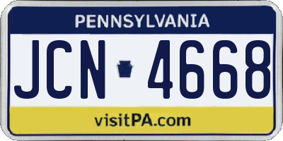 PA license plate JCN4668