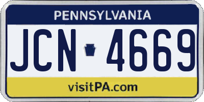PA license plate JCN4669