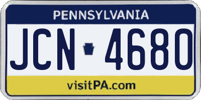 PA license plate JCN4680
