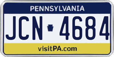 PA license plate JCN4684