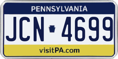 PA license plate JCN4699