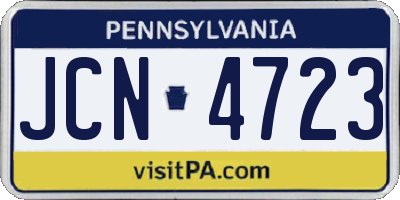 PA license plate JCN4723