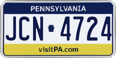PA license plate JCN4724