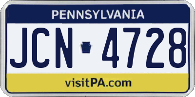 PA license plate JCN4728