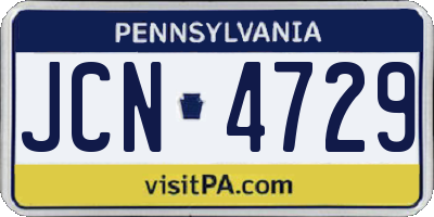 PA license plate JCN4729