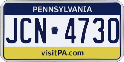 PA license plate JCN4730