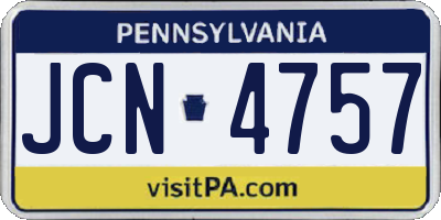 PA license plate JCN4757