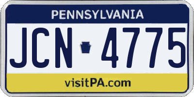 PA license plate JCN4775