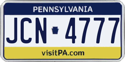 PA license plate JCN4777