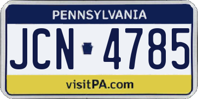PA license plate JCN4785