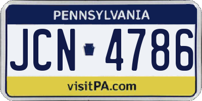 PA license plate JCN4786