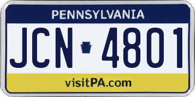 PA license plate JCN4801