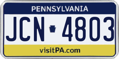 PA license plate JCN4803