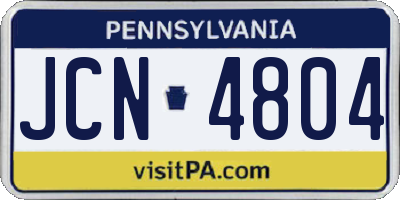 PA license plate JCN4804