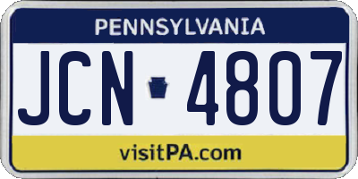 PA license plate JCN4807