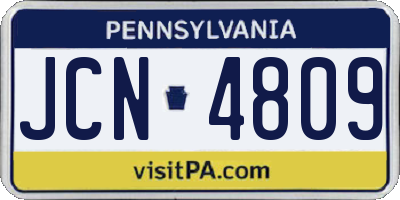 PA license plate JCN4809