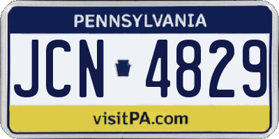 PA license plate JCN4829