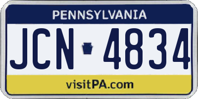 PA license plate JCN4834