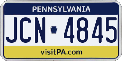PA license plate JCN4845