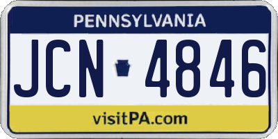 PA license plate JCN4846