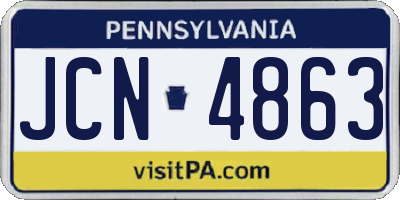 PA license plate JCN4863
