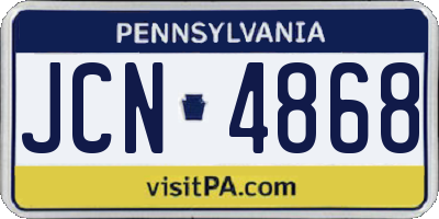 PA license plate JCN4868