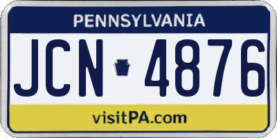PA license plate JCN4876