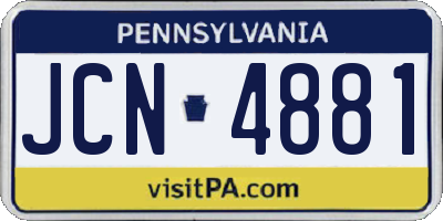 PA license plate JCN4881