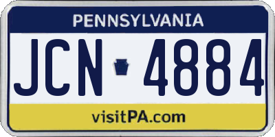 PA license plate JCN4884