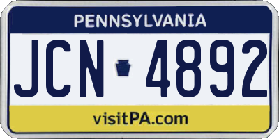 PA license plate JCN4892