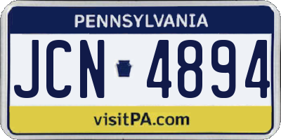PA license plate JCN4894
