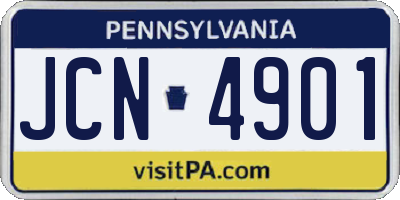 PA license plate JCN4901