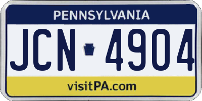 PA license plate JCN4904