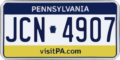 PA license plate JCN4907