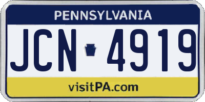 PA license plate JCN4919