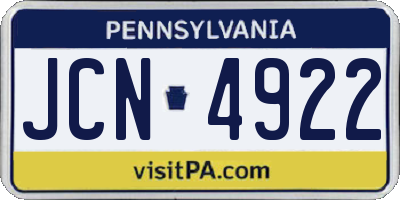 PA license plate JCN4922